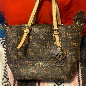 GUESS Brown and Tan Logo Tote